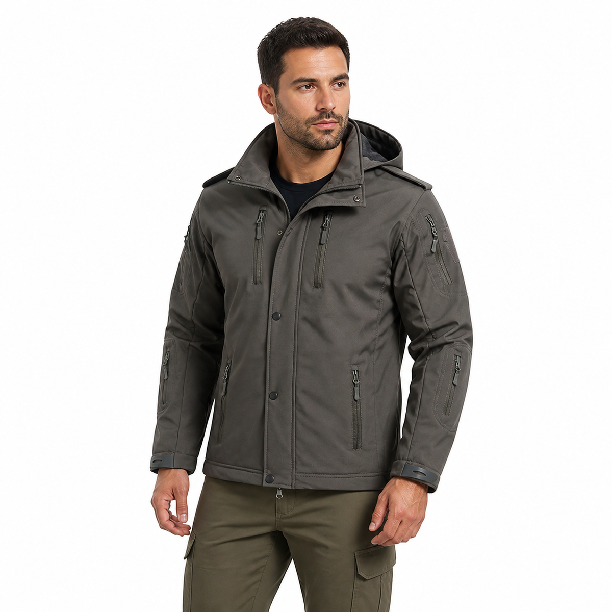 Men's Hooded Fleece-Lined Softshell Jacket
