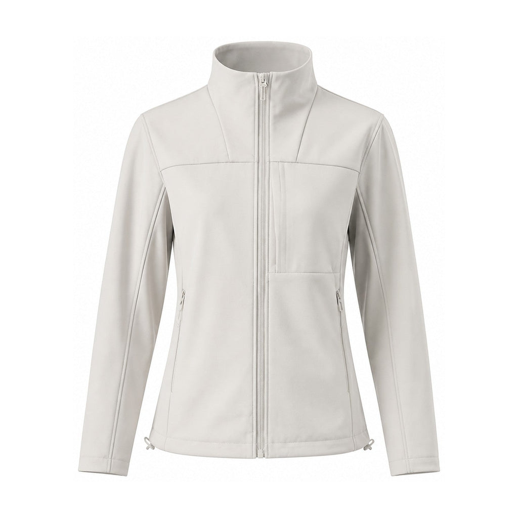 Malham fleece-lined softshell jacket — women khaki white