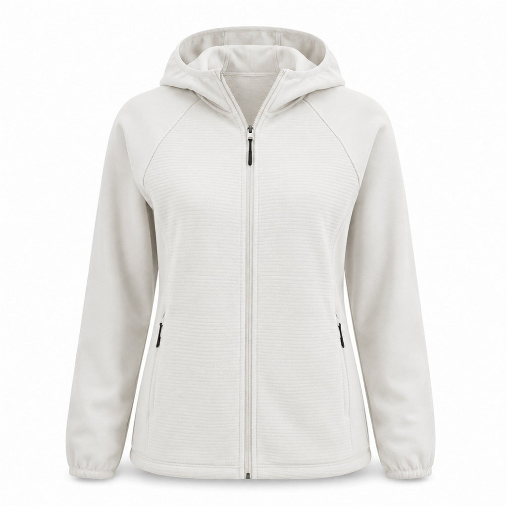 Aira women's hooded fleece — ivory white