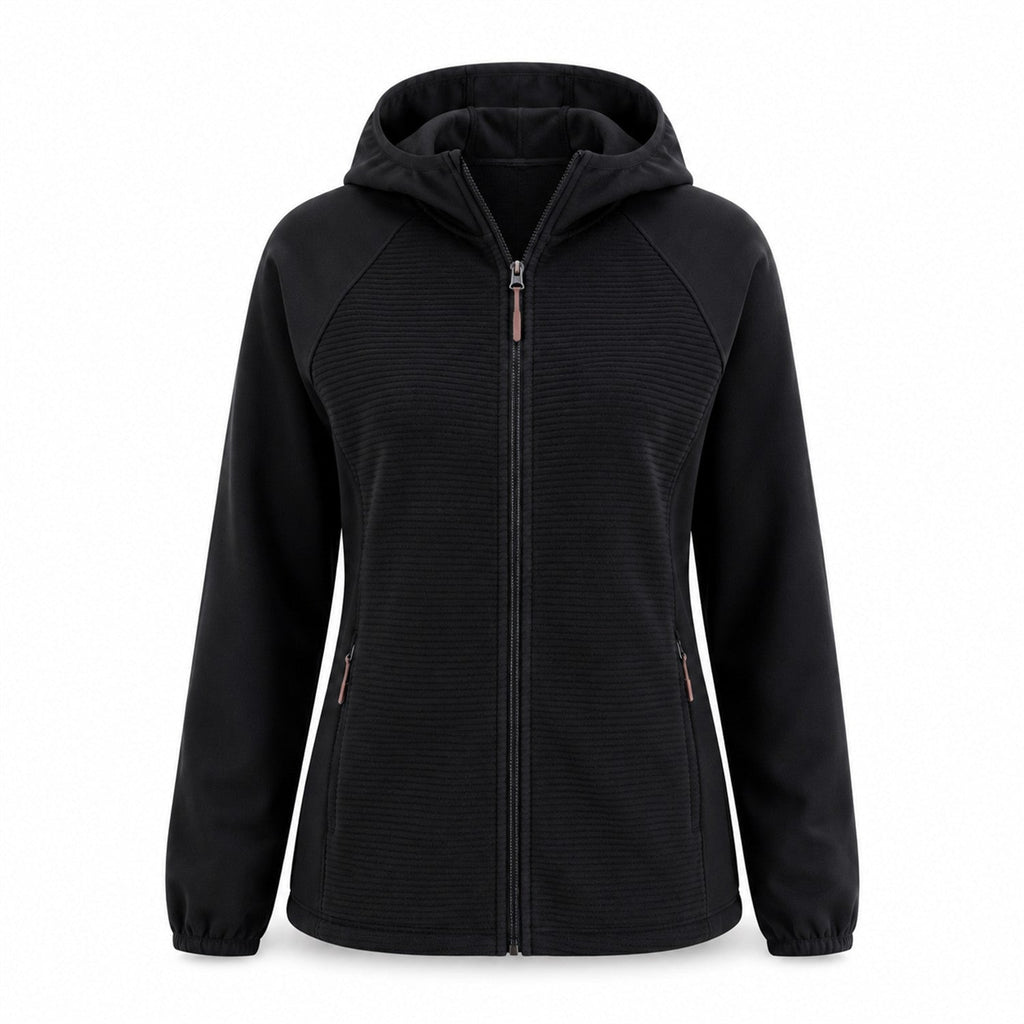 Aira women's hooded fleece — black white