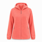 Aira women's hooded fleece — red white