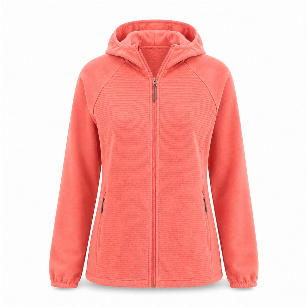 Aira women's hooded fleece — red white