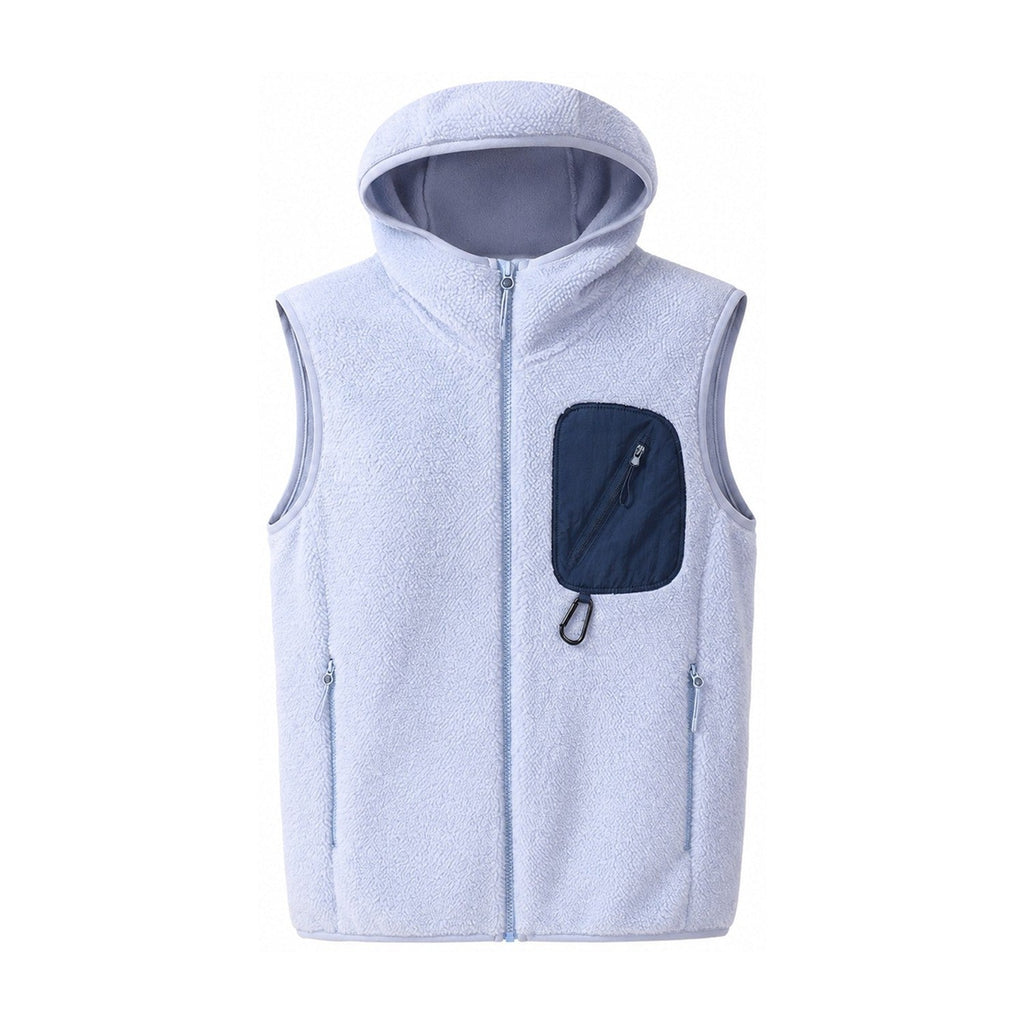 Rydal hooded fleece gilet — blue white feed
