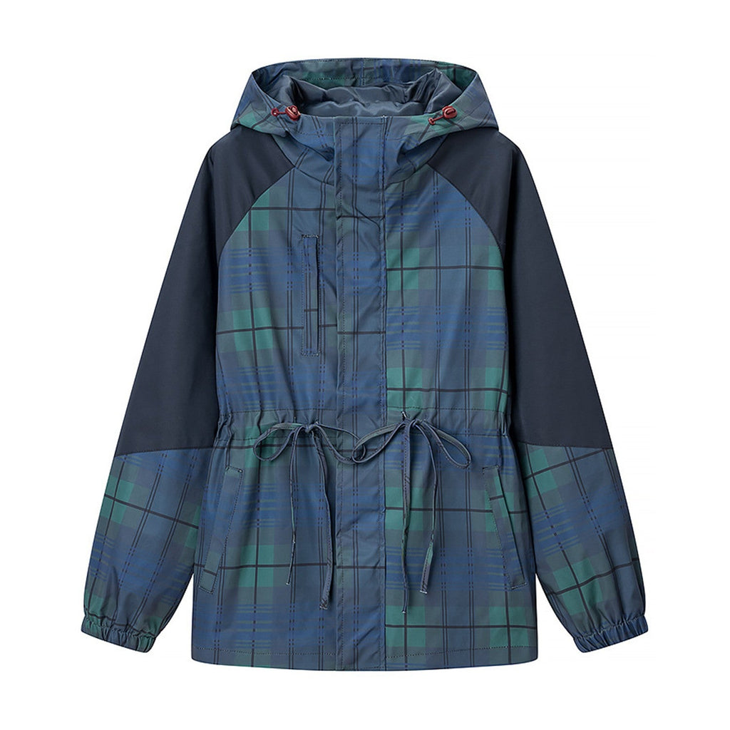 Caledon Women's Tartan Drawcord Jacket - navy tartan white