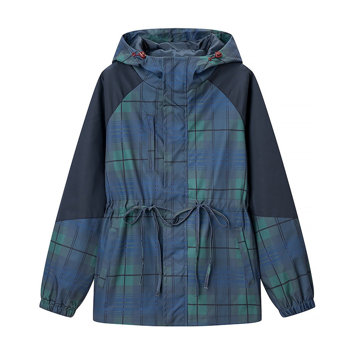 Caledon Women's Tartan Drawcord Jacket - navy tartan white