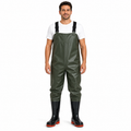 Heavy-Duty PVC Chest Waders with Boots | Snag-Free Design & Inner Pocket