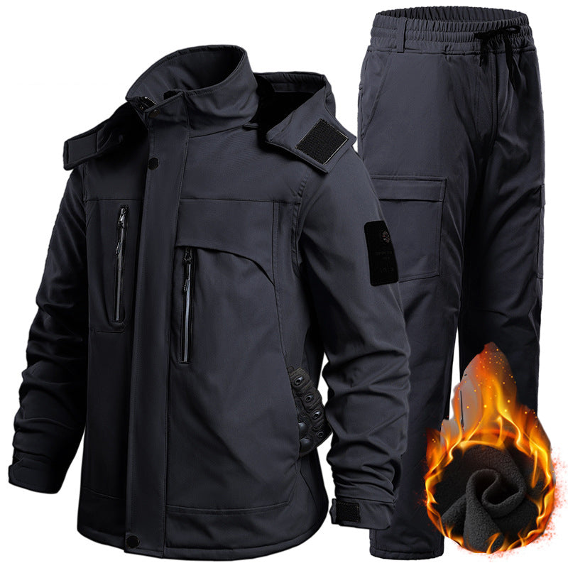 Men’s Softshell Fleece-Lined Waterproof Outdoor Jacket & Trousers Set