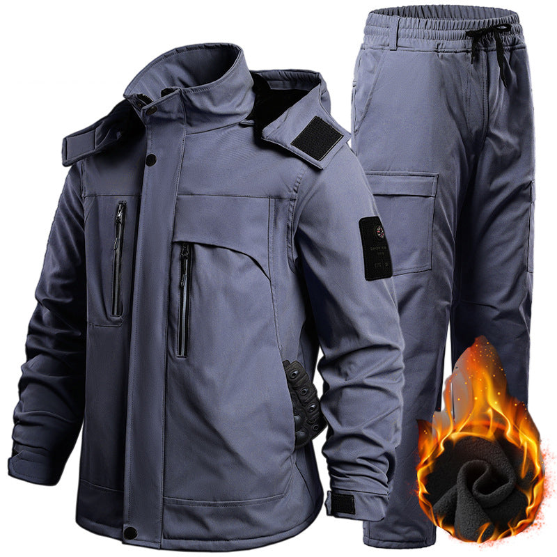 Men’s Softshell Fleece-Lined Waterproof Outdoor Jacket & Trousers Set