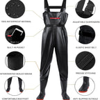 Heavy-Duty PVC Chest Waders with Boots | Reinforced Knees & Anti-Stick Lining