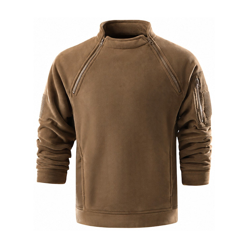 Kielder men's zip-neck fleece pullover - brown white