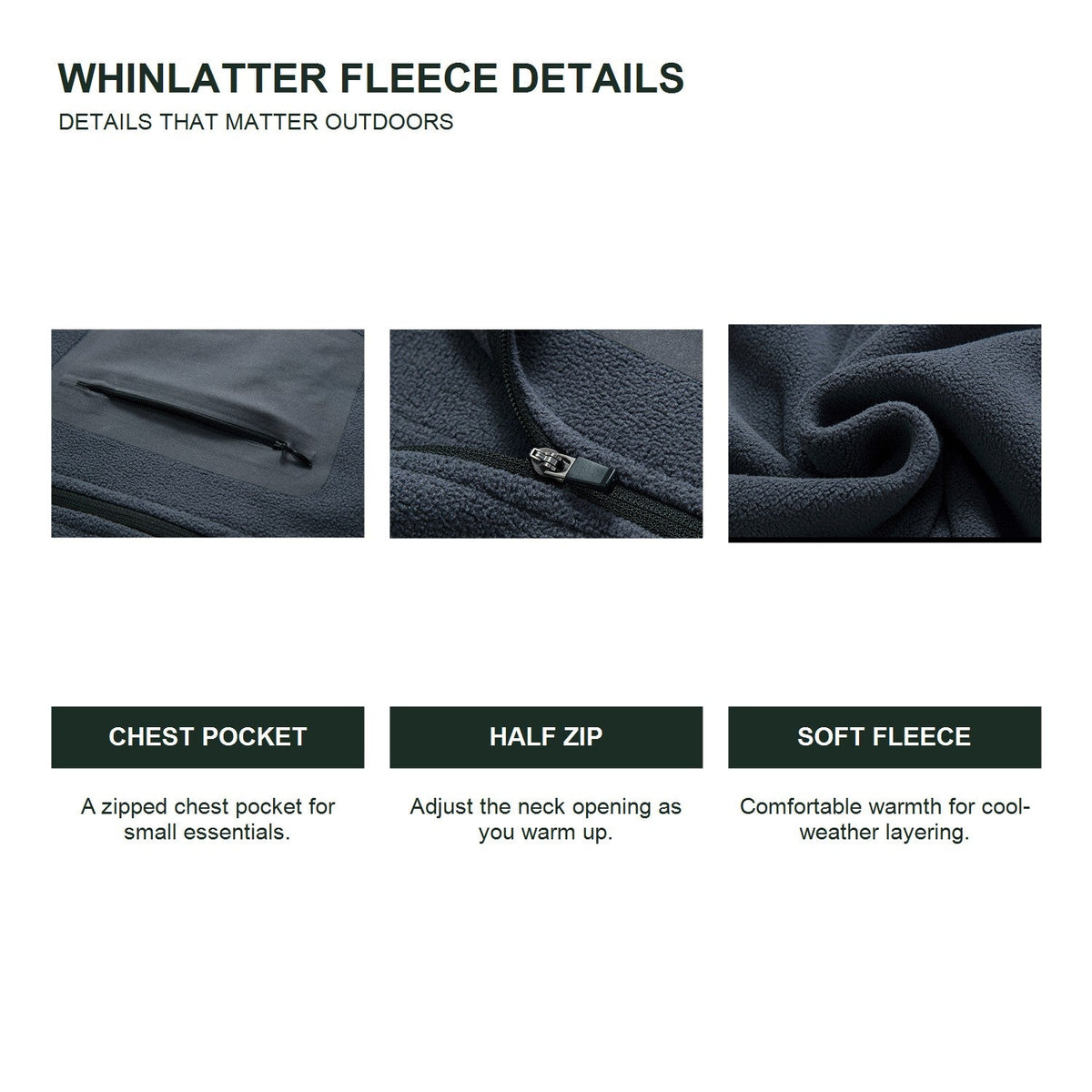 Whinlatter men's half-zip fleece - feature details