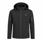 Tynedale men's heated hooded jacket in Black, front view