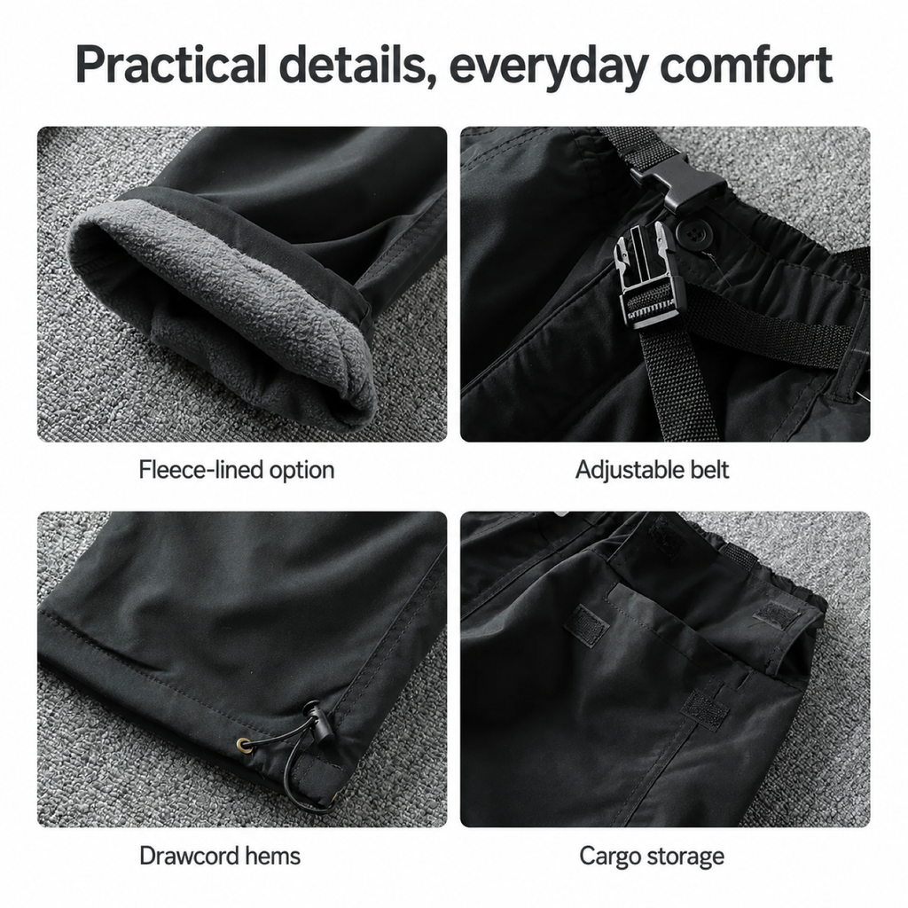 Men's cargo walking trousers — details