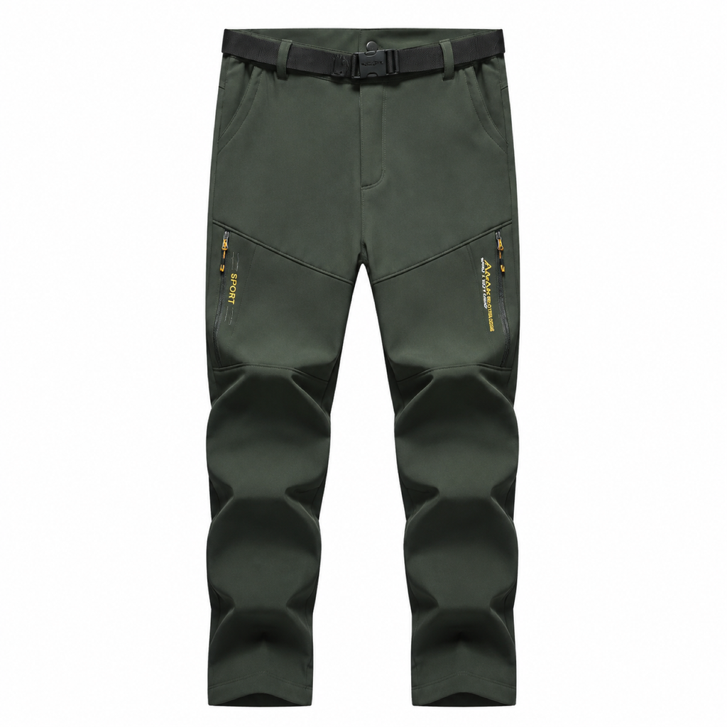 Men's fleece-lined softshell trousers — green