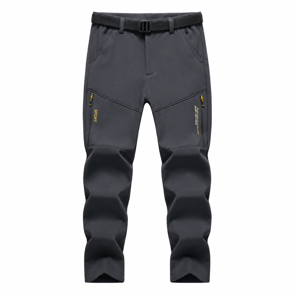 Men's fleece-lined softshell trousers — grey