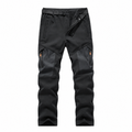 Men's fleece-lined panel walking trousers — black