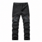 Men's fleece-lined panel walking trousers — black