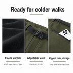Men's fleece-lined panel walking trousers — details