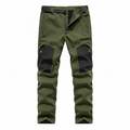 Men's fleece-lined panel walking trousers — green