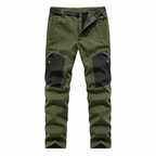 Men's fleece-lined panel walking trousers — green