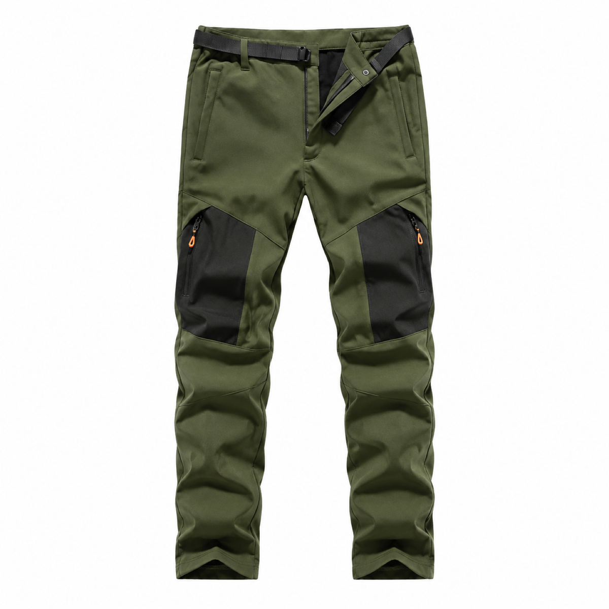 Men's fleece-lined panel walking trousers — green