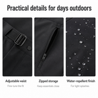 Men's water-repellent walking trousers — details