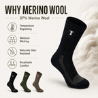 TWS Merino Wool Boot Socks – Hiking, Work & Tactical