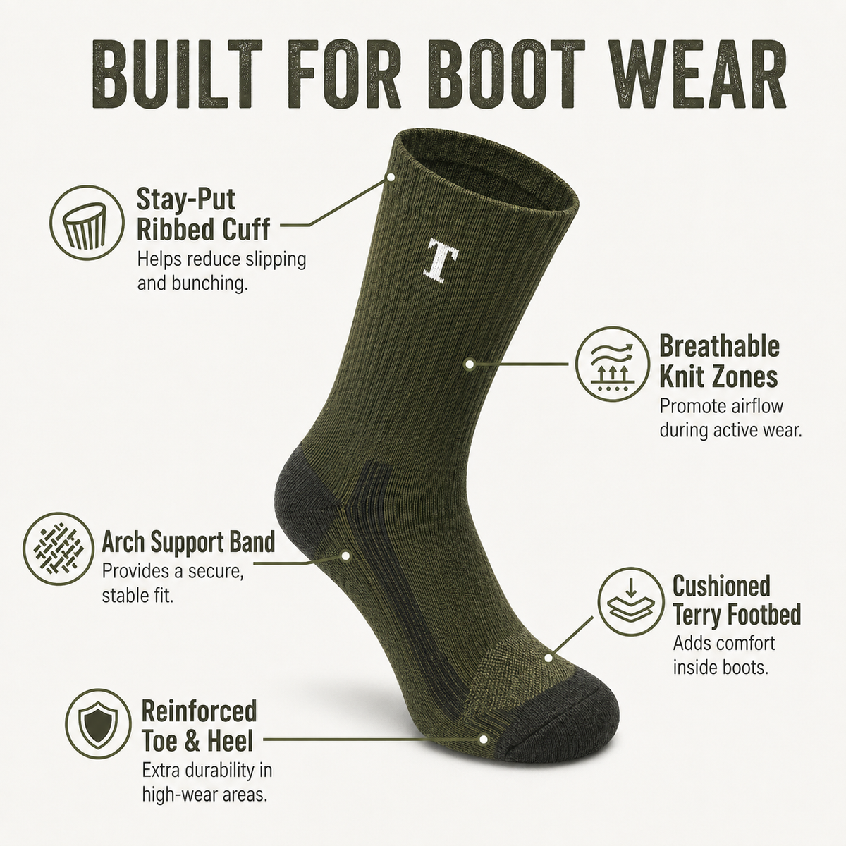 TWS Merino Wool Boot Socks – Hiking, Work & Tactical