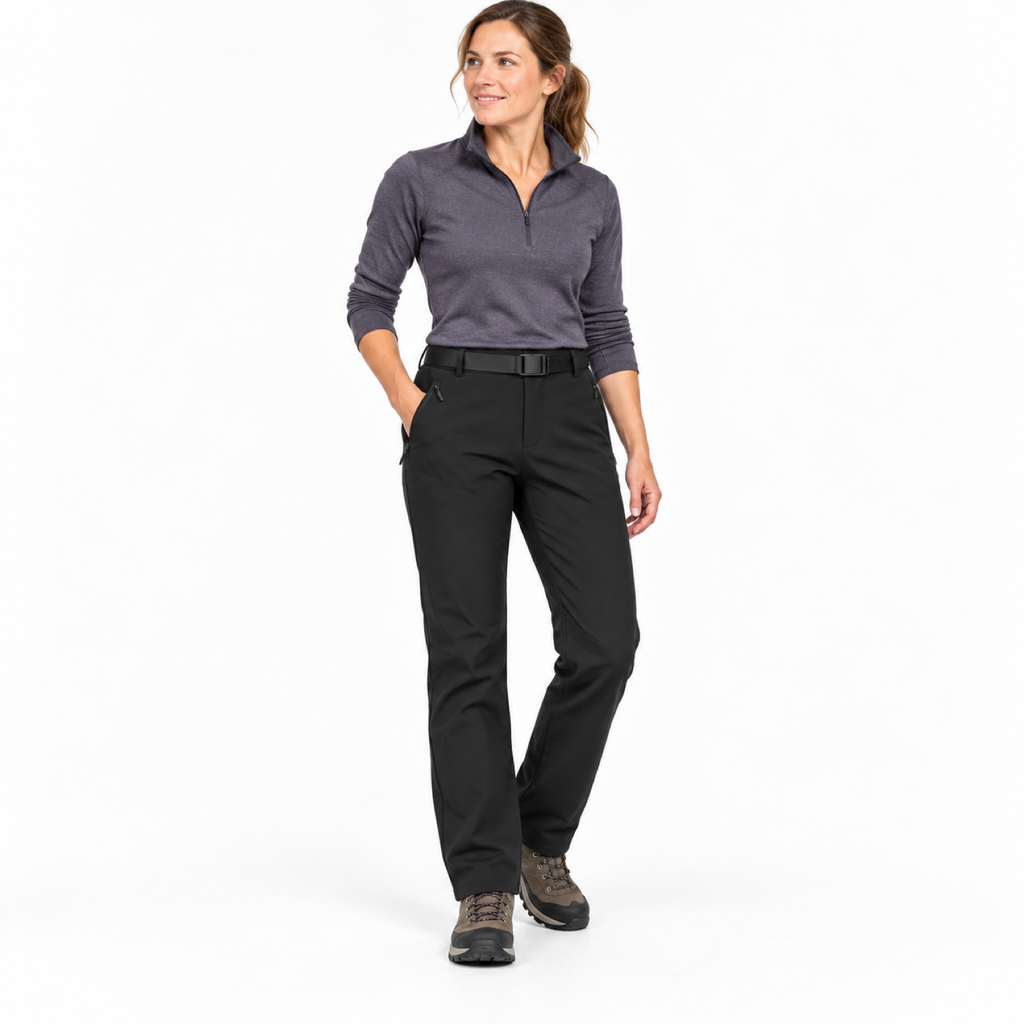 Malham women's black trousers, full-length studio view