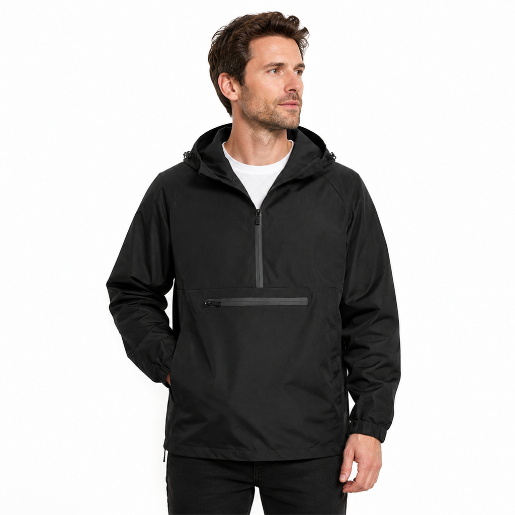 Rivington black men's smock jacket on model