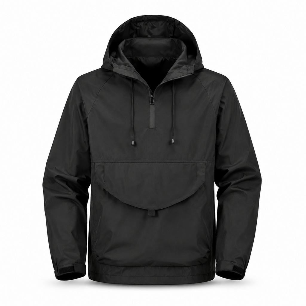 Arden men's hooded smock jacket in Black, front view