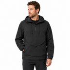 Arden black men's smock jacket on model