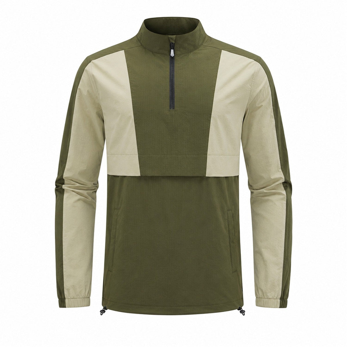 Eskdale men's lightweight half-zip smock - olive front