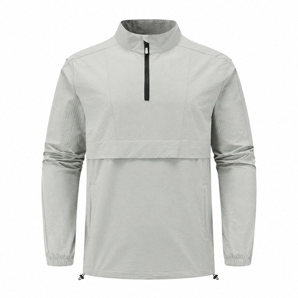Eskdale men's lightweight half-zip smock - light grey front
