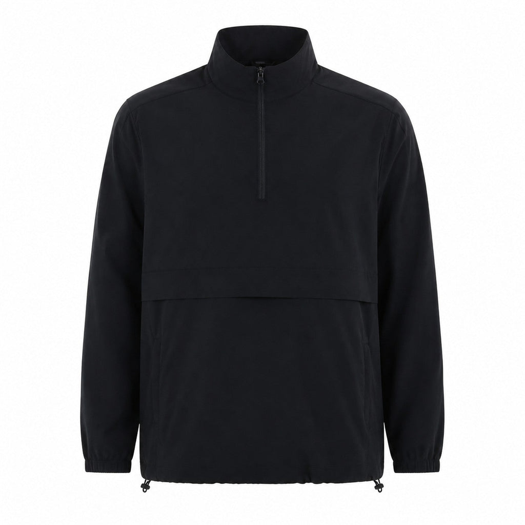 Eskdale men's lightweight half-zip smock - black front