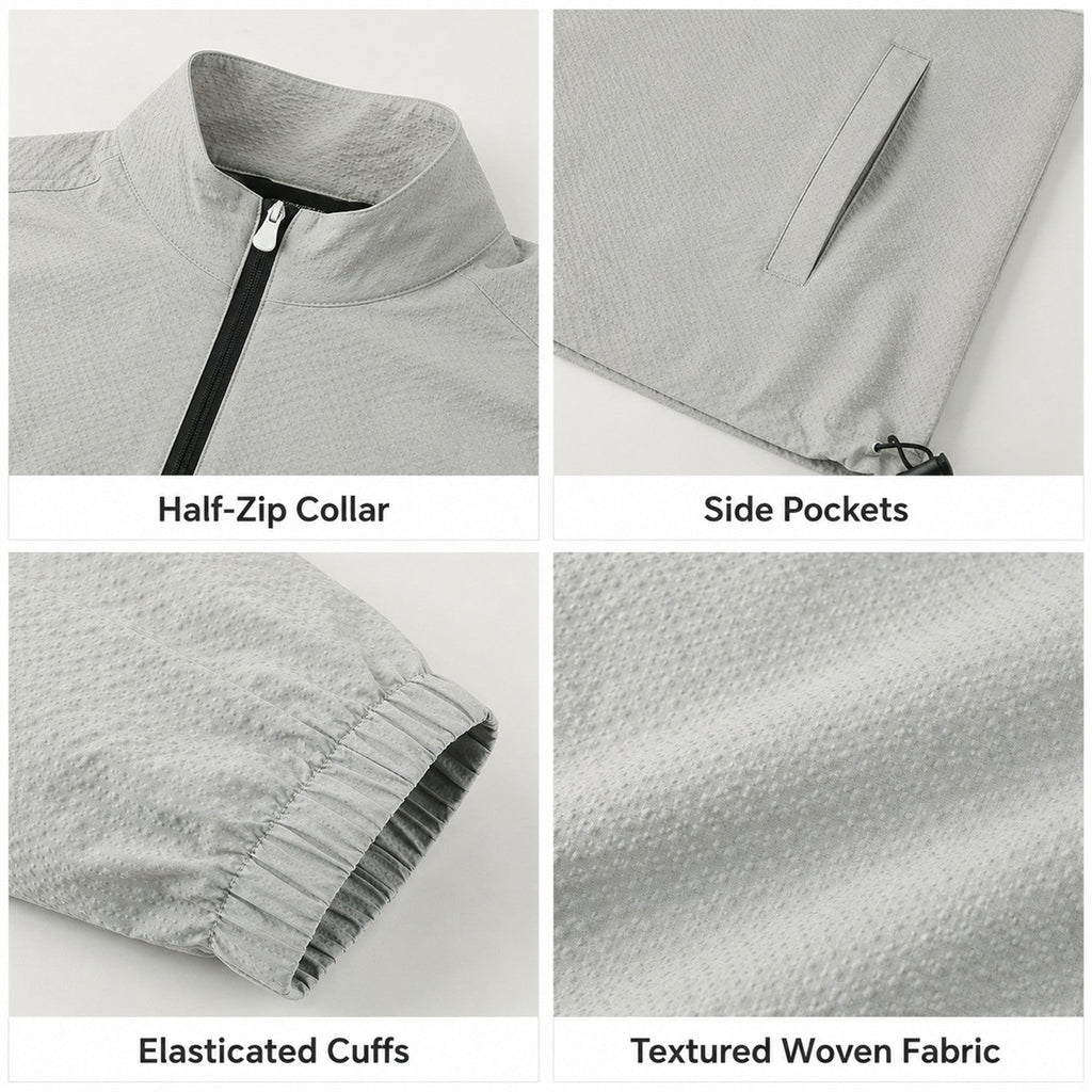 Eskdale men's lightweight half-zip smock - details