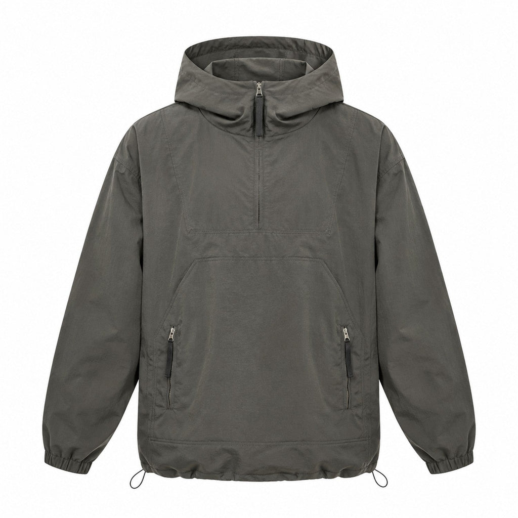 Calderdale men's hooded utility smock - grey front