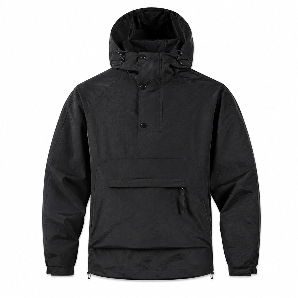 Ribblesdale men's hooded utility smock - black front