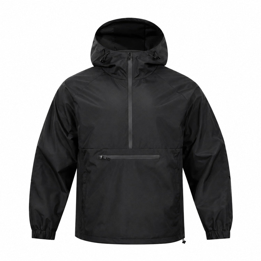 Nidderdale men's hooded half-zip smock - black front