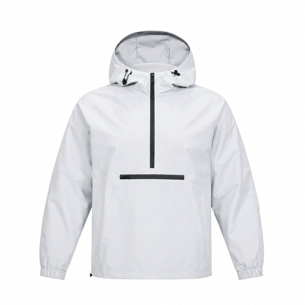 Nidderdale men's hooded half-zip smock - light grey front