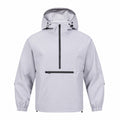 Nidderdale men's hooded half-zip smock - purple front