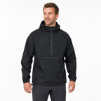 Nidderdale men's hooded half-zip smock - black model white