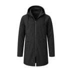 Moorland men's longline hooded windbreaker jacket — black front
