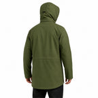 Moorland men's longline hooded windbreaker jacket — army green back