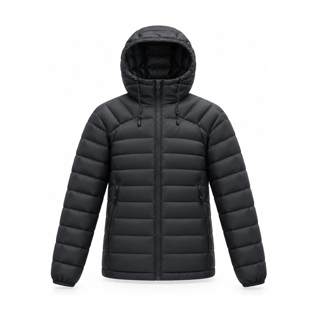 Danby lightweight hooded down jacket — black front
