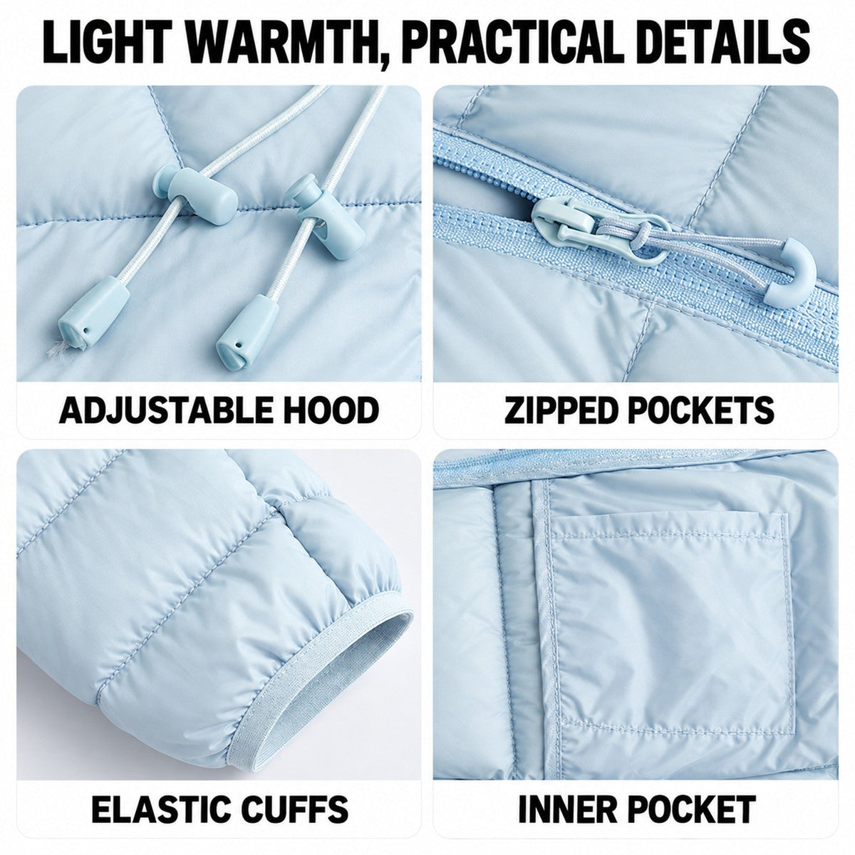 Danby lightweight hooded down jacket — details