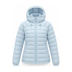 Danby lightweight hooded down jacket — ice blue front