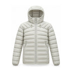 Danby lightweight hooded down jacket — light grey front