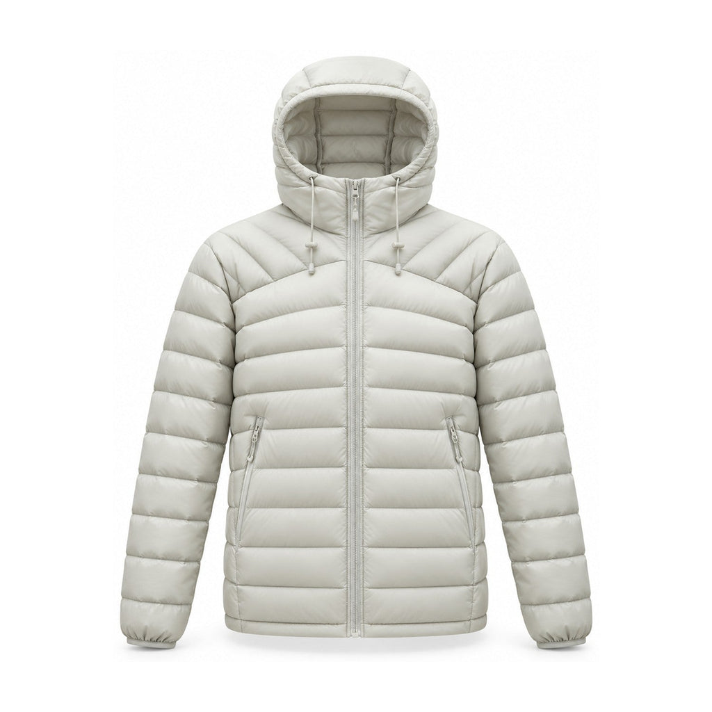 Danby lightweight hooded down jacket — light grey front