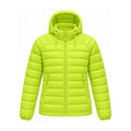 Danby lightweight hooded down jacket — lime green front